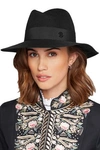 MAISON MICHEL MAISON MICHEL WOMAN VIRGINIE GROSGRAIN-TRIMMED RABBIT-FELT FEDORA BLACK,3074457345619918560