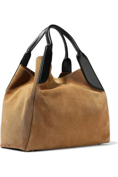 Lanvin Woman Medium Cabas Leather-trimmed Suede Tote Sand