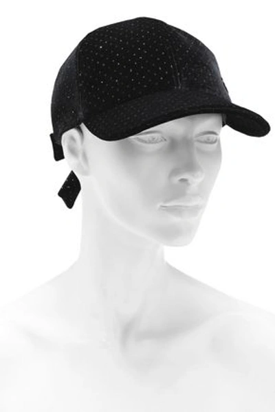 Maison Michel Woman Tiger Bow-embellished Polka-dot Velvet Baseball Cap Black