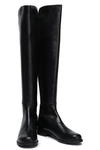 Stuart Weitzman Jersey-paneled Leather Knee Boots In Black