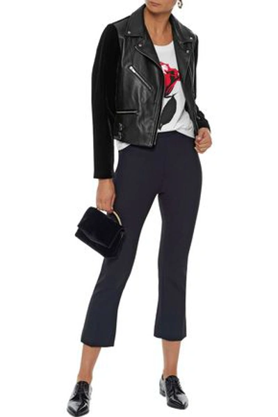 Veda Woman Puzzle Velvet-paneled Leather Biker Jacket Black