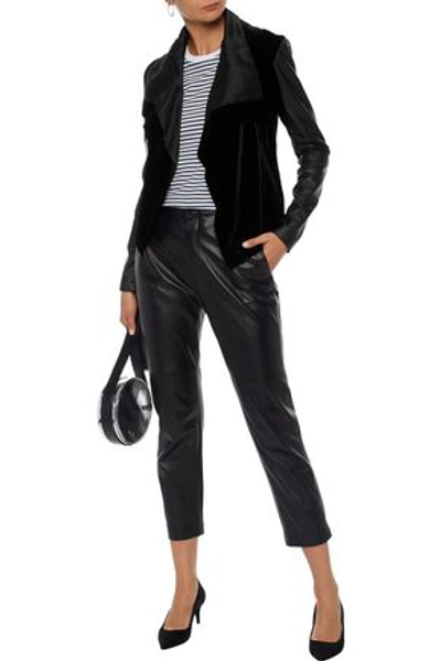 Veda Max Leather-paneled Velvet Jacket In Black