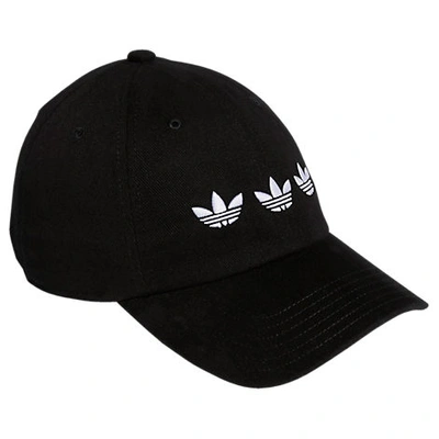 Adidas Originals Triple Trefoil Relaxed Strapback Hat In Black | ModeSens