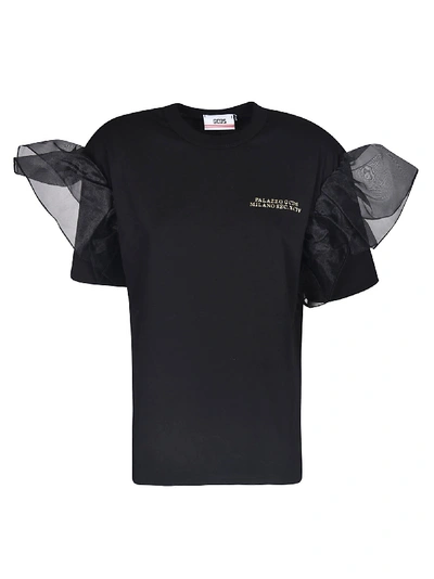 Gcds Logo Plaque Applique T-shirt In Black