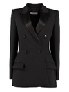 Givenchy Double-breasted Satin-trimmed Wool-blend Twill Blazer In Black