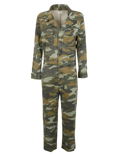 Mother The Fixer Camo Cotton & Linen Jumpsuit In Camouflage