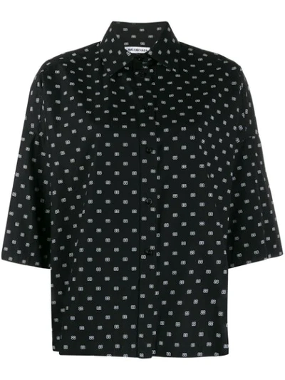 Balenciaga Vareuse Oversized Printed Cotton-poplin Shirt In Black