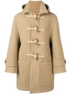 AMI ALEXANDRE MATTIUSSI PATCHED POCKETS SHEARLING-TRIMMED DUFFLE COAT