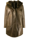 YVES SALOMON HOODED SHEARLING COAT