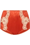 DOLCE & GABBANA LACE-TRIMMED SILK-BLEND SATIN BRIEFS