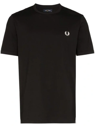 Fred Perry Chest Logo Cotton T-shirt In Black
