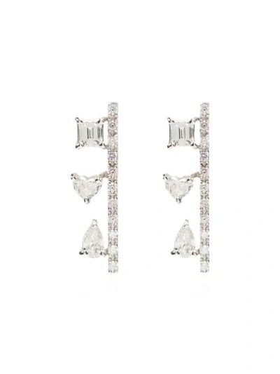 Mindi Mond 18kt White Gold Bar Diamond Earrings