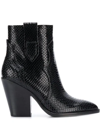 Ash Esquire High Heels Ankle Boots In Black Leather