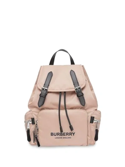 Burberry The Medium Logo-print Backpack In Pink
