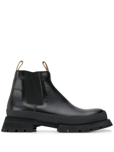 Jil Sander Black Leather Antick Chelsea Boots