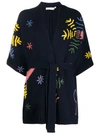 TORY BURCH EMBROIDERED WRAP-STYLE CARDIGAN