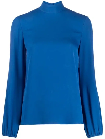 Theory Stand-up Collar Blouse In Blue