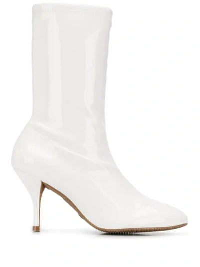 Stuart Weitzman Slip-on Ankle Boots In White