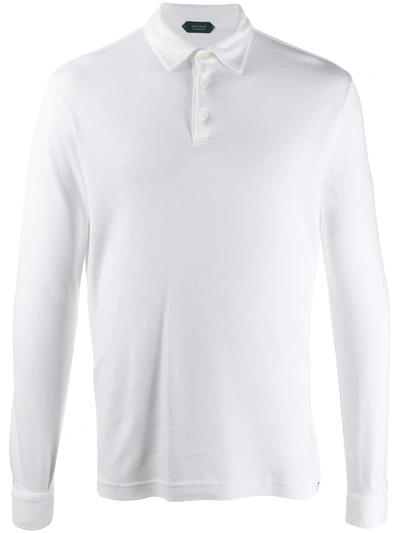 Zanone Point-collar Long Sleeved Polo Shirt In White