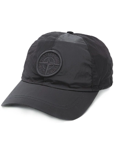 Stone Island Embroidered Logo Cap In Black