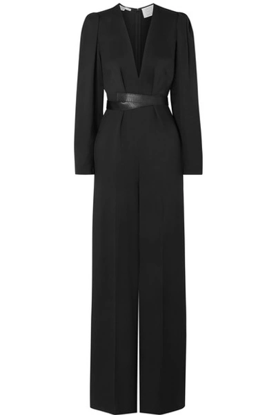 Stella Mccartney + Net Sustain Vegetarian Leather-trimmed Twill Jumpsuit In Black