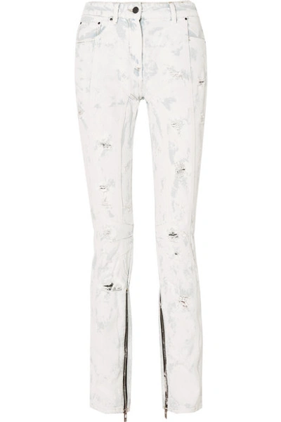 Palm Angels Distressed Painted Mid-rise Jeans In White