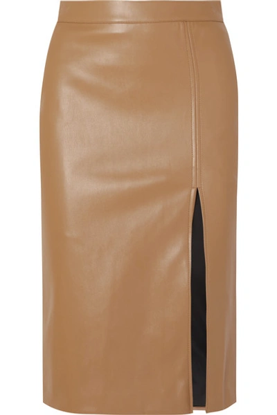 We11 Done We11done Beige Faux-leather Front Slit Skirt