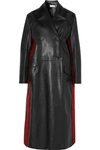 ALEXANDER MCQUEEN DOUBLE-BREASTED LEATHER AND HOUNDSTOOTH WOOL COAT