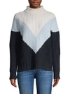 AUTUMN CASHMERE TRI-COLOR SHAKER MOCKNECK SWEATER,0400011383260