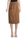 FREE PEOPLE TIE-FRONT COTTON KNEE-LENGTH SKIRT,0400011756543