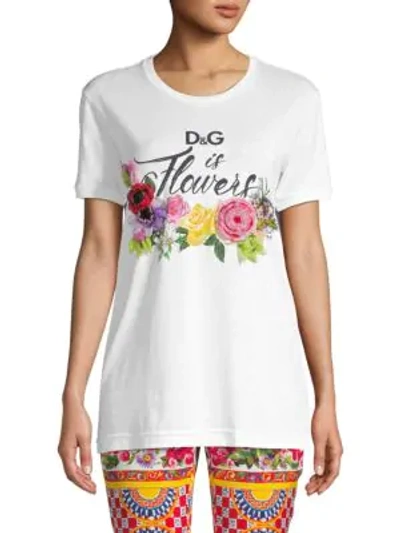 Dolce & Gabbana Graphic Cotton Tee In White Multi