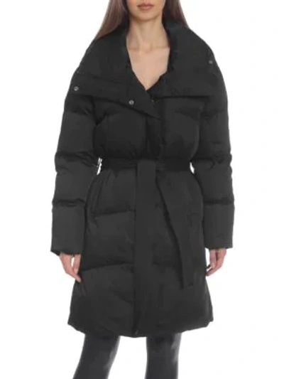 Avec Les Filles Water-resistant Midi Wrap Coat In Black