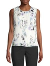 CALVIN KLEIN COLLECTION FLORAL PLEATED BLOUSE