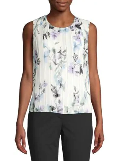 Calvin Klein Collection Floral Pleated Blouse In Opal