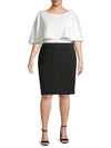 CALVIN KLEIN COLLECTION Plus Cape-Sleeve Knee-Length Dress