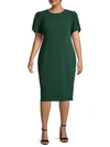 Calvin Klein Collection Plus Puffed-sleeve Knee-length Dress In Malachite