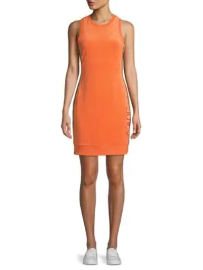 Juicy Couture Black Label Side Stripe Cotton-blend Bodycon Dress In Coral