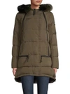 DEREK LAM 10 CROSBY FOX FUR-TRIM QUILTED DOWN COAT,0400011296053