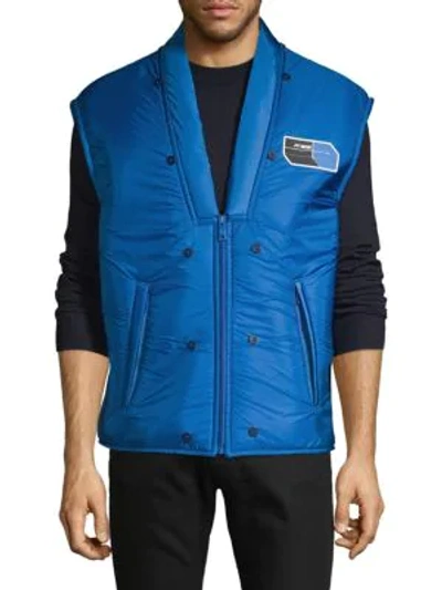 Prada Deep V-neck Puffer Vest In Blue