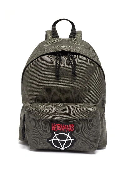 Vetements 'anarchy' Logo Appliqué Backpack In Olive Grey