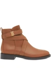 BURBERRY MONOGRAM MOTIF LEATHER ANKLE BOOTS