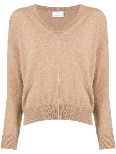 Allude Knit V-neck Jumper In Neutrals