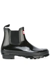 Hunter Original Refined Chelsea Gloss Bootie In Black