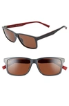Ferragamo 57mm Square Sunglasses In Dark Grey/ Red