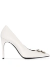 OFF-WHITE GREY ARROW LEATHER PUMPS