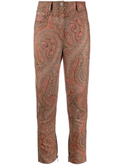 Etro Paisley Jacquard Cropped Trousers In 800 Brow