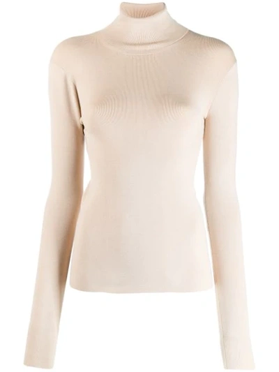 Joseph Roll-neck Fine Knit Jumper In Neutrals