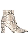 THE SELLER SNAKE PRINT ANKLE BOOTS
