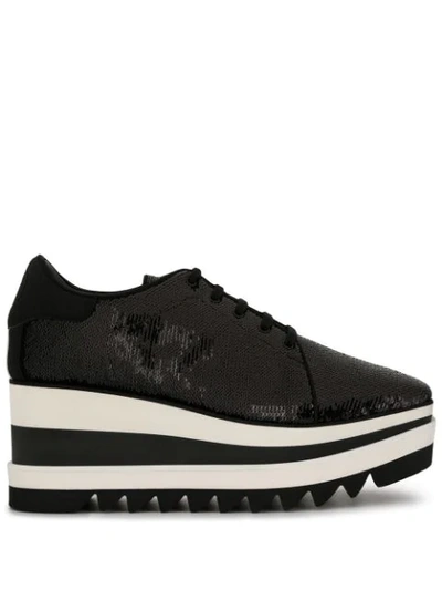 Stella Mccartney Elyse Sequinned Platform Sneakers In Black