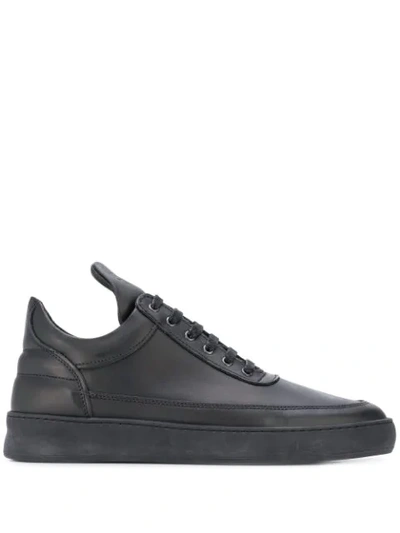 Filling Pieces Sneaker Leather Low Top Ripple Embossed All Black 2512760
